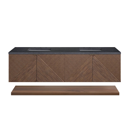 James Martin Vanities Marcello 72in Double Vanity, Chestnut w/ 3 CM Charcoal Soapstone Top D200-V72-CSN-3CSP
